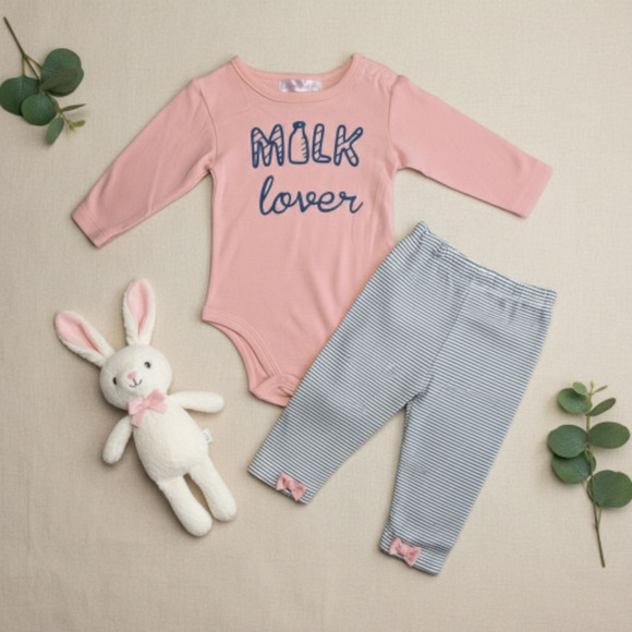 New Baby Girl 3-piece set 2 bodysuits and pants size 9 months - Picture 4 of 5